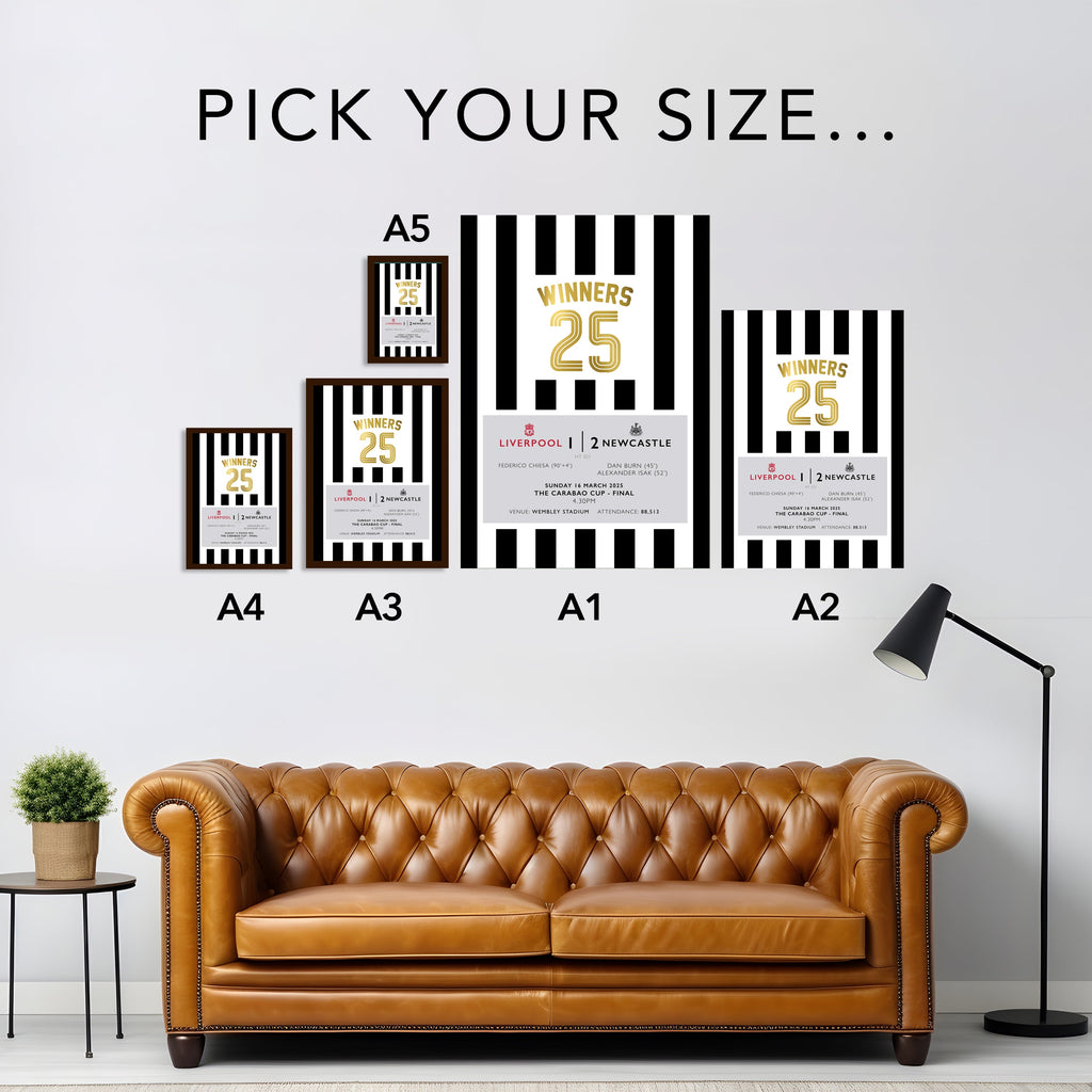 Newcastle United Carabao Cup 2025 Winners Print | Football Art Poster | A5 - A1 | Framed & Unframed Options