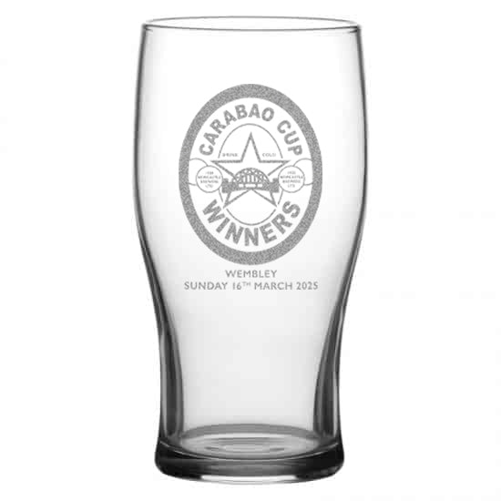 Carabao Cup Winners Pint Glass – Wembley 2025 Champions Edition-Toon Army