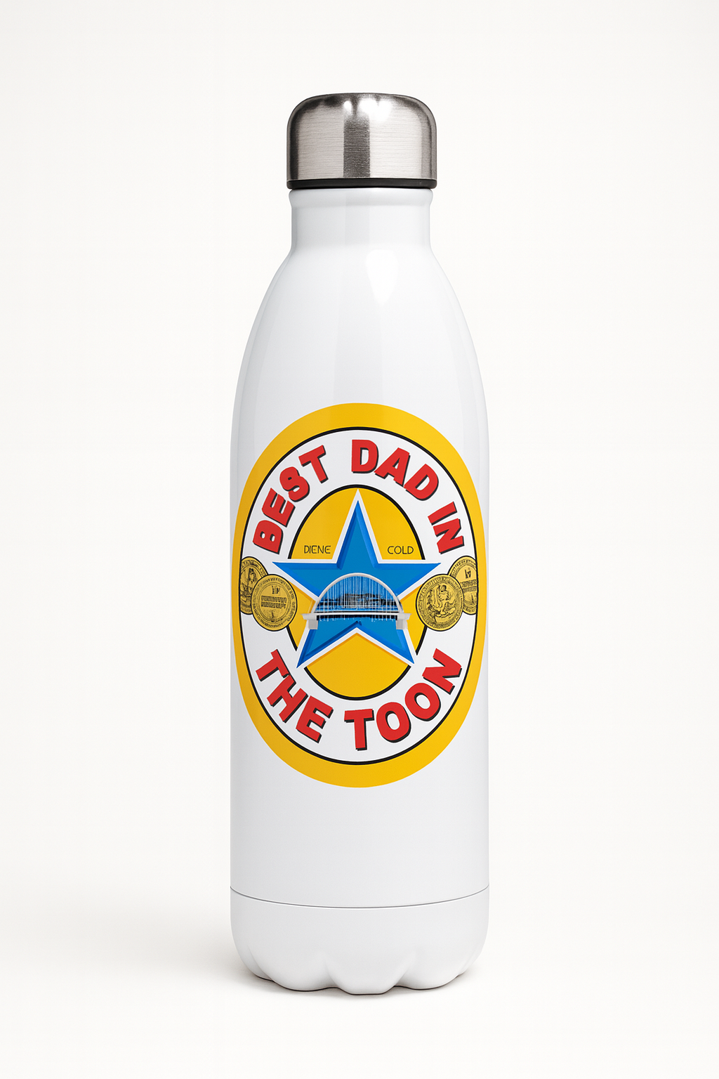 White Best Dad Water bottle Gift for Dad, Best Friend, Gift for Him Newcastle Brown Ale NUFC dads